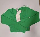 Zara Seamless  mini Knit Cropped Cardigan Long Sleeves V-Neck green Sz XS-S 7901