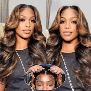 Black and Honey Blonde Lace Front Wigs Human Hair for Women with Baby Hair 18...