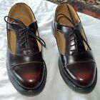 Dr. Martens Smooth Leather Wine Burgundy Oxford Cut Out Loafer Lace Up Shoes US7