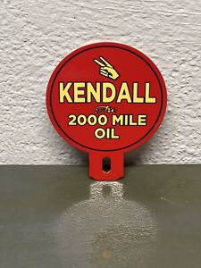 KENDALL 2000 Mile Metal Plate Topper Sign Gas Oil Sales Service Station Garage