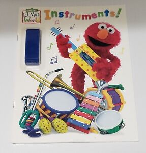 Rare Sesame Street Elmo's World Instruments Coloring Book w Harmonica