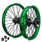 For Kawasaki 21+19 Wheels Green Rims Black Hubs KX250F KX450F 06-18 KX125 KX250