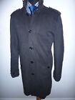 Men's MELKA Black Trench Coat Rain Mac Cotton Blend Overcoat Jacket UK 40
