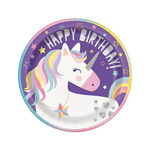 Unicorn Birthday Dinner Plate - Party Supplies - 8 Pieces