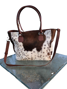 Cowhide Hair-On Tote Bag Outdoor Travel Bag Shopping Handbag For Women's