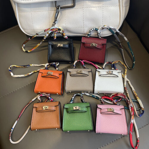 Mini Women Girl Leather Handbag Keychain Coin Purse Car Bag Charm for AirPods