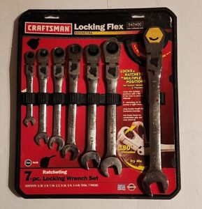 NOS Craftsman 42400 - 7pc SAE LOCKING Flex Ratcheting Wrench Set - MADE IN USA