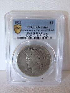 PCGS 1921 HIGH RELIEF PEACE Dollar XF Silver $1 US Coin
