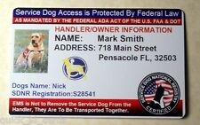 Custom ID Card / Badge for Working Dogs & Handler Certified Service Dog tag 15 N