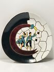 Vtg Keramos Israel Hand Painted Studio Art Pottery Enamelled Mosaic Wall Plate