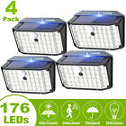 4 Pack 176 LED Solar Lights Outdoor PIR Motion Sensor Garden Security Wall Lamps