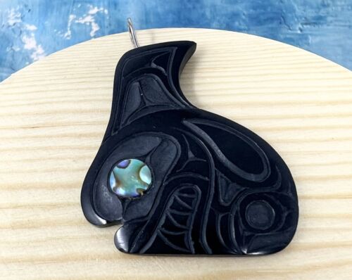 Haida Killer Whale Hand Carved Pendant Cal Bell Original Native Jewelry
