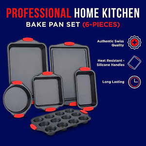 6 Piece Kitchen Oven Bakeware Set – Deluxe Non-Stick Black Coating