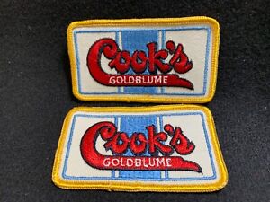 Pair Of Vintage Cook's Goldblume Beer Patches