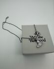 Vivienne Westwood Lucrece orb pendent safety pin rhinestone necklace SILVER