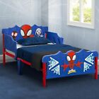 Toddler Boys 3D Spiderman Bed Frame Blue Red with Headboard & Safety Guardrails