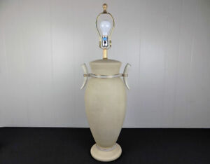 Fine Arts Lamps Co. ceramic table lamp with Tusk / tooth handles brass trim 33