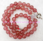 6/8/10mm Pink Strawberry Quartz Crystal Gemstone Round Beads Necklace18-36