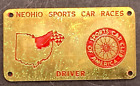 NE Ohio Sports Car Races Brass Drivers Badge Tag SPORTS CAR CLUB OF AMERICA