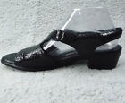 SAS SUNTIMER Women's Black Textured Leather Hook & Loop Comfort Sandals US 10.5N
