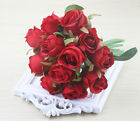 12 Color 12Head Silk Rose Flowers Floral Bridal Wedding Bouquet Home Party Decor