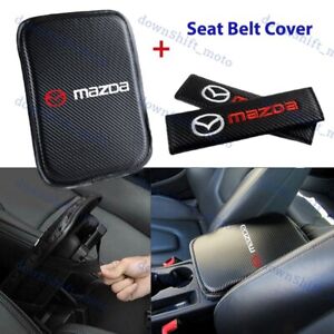 For MAZDA Embroidery Car Center Armrest Cushion Mat Pad w/ Seat Belt Cover Set (For: 2012 Mazda 6 i Sedan 4-Door 2.5L)