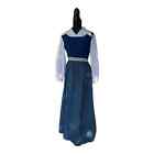 Vintage 70s Prairie Dress Blue White Gunne Sax Style Long Sleeve Maxi Size M