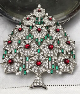 Gorgeous Cristobal London Very Large Rare Signed Christmas Tree Brooch Pin