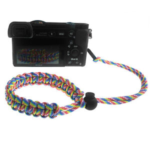 Rainbow Quick Release Braided 550 Paracord Adjustable Camera Wrist Strap