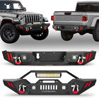 Front Bumper/Rear Bumper For 2020-2024 Jeep Gladiator JT w/LED Light Bar+D-rings (For: Jeep Gladiator Rubicon)