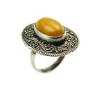 Vintage Cabochon Cut Butterscotch Amber Sterling Silver Ring Size 5