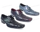 Men's Pleated Dress Shoes Italian Style Casual Lace up Tapered Toe Fashion Sizes
