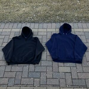 Lot of 2 Hoodies Men's Size XXL Blue Black Sweatshirt Sweater STAINS HOLE 4 WORK