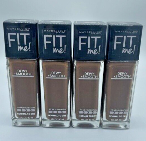 NEW Lot of 4 Maybelline Fit Me Dewy+Smooth Foundation SPF18 & Vitamin E JAVA