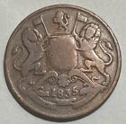 1835 Rare East India Company Large Half Anna Coin