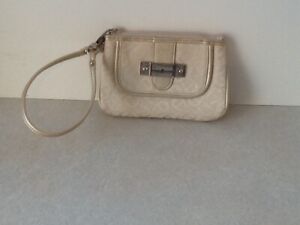 Etienne Aigner Cream And Gold Wristlet Wallet Coin Purse NWOT