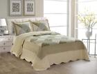 Fancy Linen Over Sized Quilted Coverlet Bedspread Set New (King/California