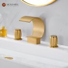 Bathroom Sink Faucet 2 Handle Waterfall Widespread Faucet with Pop Up Drain