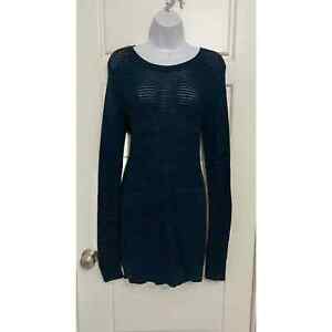 LOFT Outlet Sweater Dress Womens Size M Blue Long Sleeve Knit Mini Sheath
