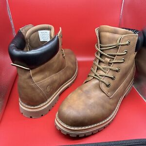 Men's Classic No Fur Slip-resistant Fall Work Boots Outdoor Winter Brown Size 12