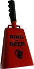 Cowbell Ring For Beer Bar Novelty. Barware Red Bell with Handle w/Bicycle Grip.