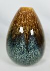 Studio Pottery Art Egg-Shaped Bud Vase w/ Muted Earth Tones Glaze 6” Tall