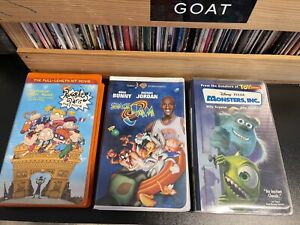 Space Jam, Rugrats Movie, And Monster Inc Movies Vhs Tapes