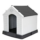 Durable Waterproof Plastic Dog House for Small to Large Sized Dogs, Gray