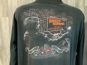 Vtg Harley Davidson Follow Nobody 3D Emblem 1989 Langhorne, PA Shirt Size Large
