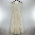 Antique 1930s Dress XS Ivory Sheer Maxi Lace Vintage Crochet Woven Delicate