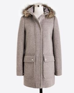 J.Crew Mercantile women's fur trim hooded Parka Coat - size 10 Tan
