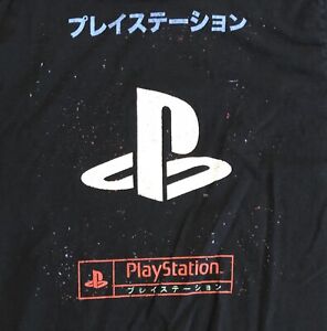 Sony PlayStation Japanese Logo T-Shirt Small Black Video Game Tee