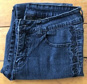 V.S.K. Jeans Cropped Bling Denim Womens Size 10 Embellished Mid-Rise