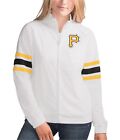 G-III Sports Womens Pittsburgh Pirates Track Jacket Sweatshirt, White, Medium